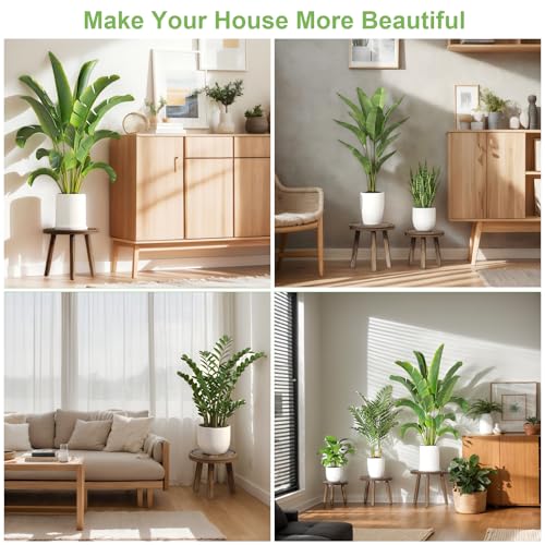 3 Pack Wood Plant Stands Indoor (heavy burnt color / 3 Pack)