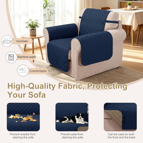 Reversible Recliner Chair Covers (Navy/Camel / 23'' Chair)