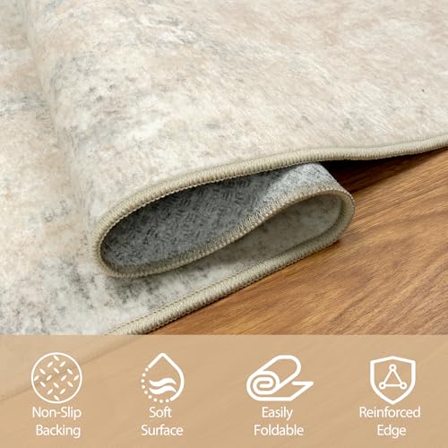 6x9 Area Rugs for Living Room Washable Bedroom Dining Room Beige Grey (Beige/Grey / 6' x 9' (Rectangular))