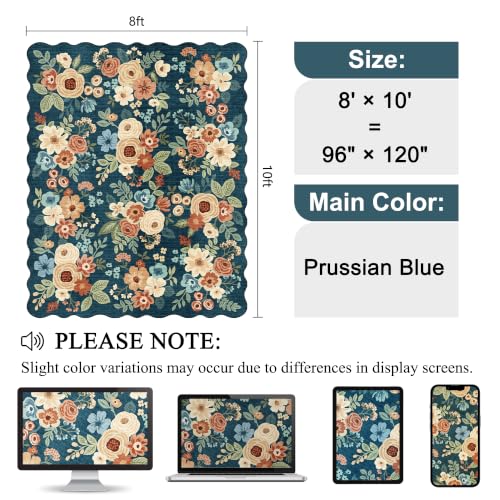 8x10 Area Rug for Living Room (Prussian Blue (Big) / 8' x 10' (Rectangular))