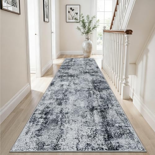 3x12 Washable Hallway Runner Rug (Black/Grey / 3' x 12' (Rectangular))
