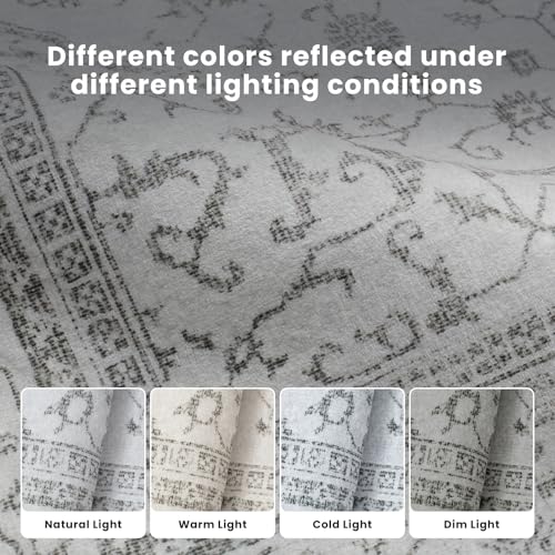 8x10 Boho Washable Area Rugs for Living Room (8' x 10' (Rectangular) / Gray-white-black)