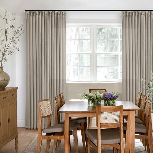 Burlywood Birch Pinch Pleated Linen Curtains 105 Inches Long 2 Panels Set (Burlywood Birch / 40"W x 105"L (Pack of 2))