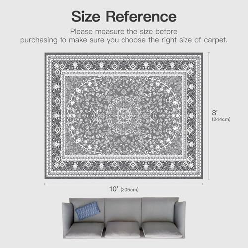8x10 Area Rugs for Living Room (Oriental Light Grey / 8' X 10' (Rectangular))