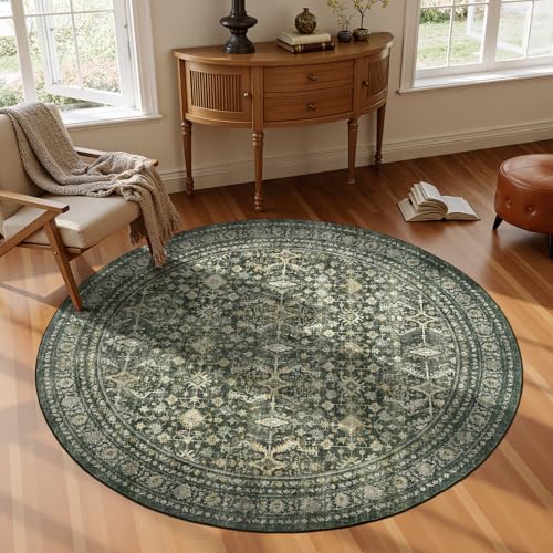 4ft Area Rugs for Living Room Bedroom (Green / 4' (Round))