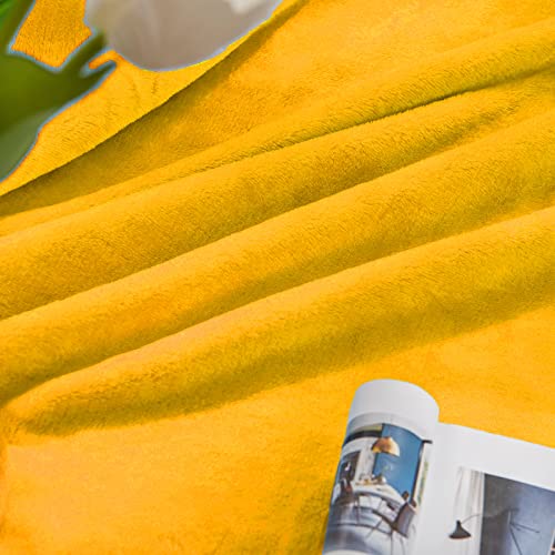 Mustard yellow Fleece Plush Throw Blanket 50"x60"for Couch Fuzzy Cozy (Mustard Yellow / Throw(50"×60"))