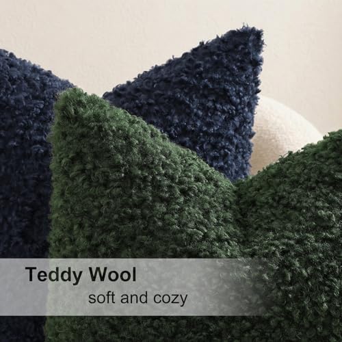 Sherpa Decorative Throw Pillow Covers 20x20 Set of 2 Olive Green (Olive Green / 20" x 20" (Pack of 2))