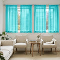 Turquoise Sheer Curtains 63 Inches Long 4 Panels 42 x 63 Inches (42"W x 63"L (Pack of 4) / Turquoise)
