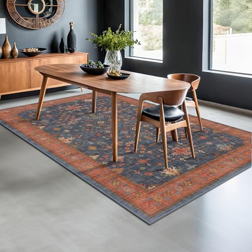 6x9 Dining Room Rugs for Under Table (6' x 9' (Rectangular) / Blue / Terracotta)
