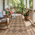 Checkered Easy Jute Outdoor Runner Rug (2' x 6' (Runner) / Nature/Checkerboard -2)