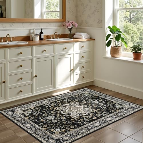 2x3 Area Rugs Living Room (Black Gold / 2' x 3' (Rectangular))