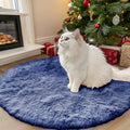 Denim Blue Round Rugs for Bedroom (3 Ft Round / Denim Blue)