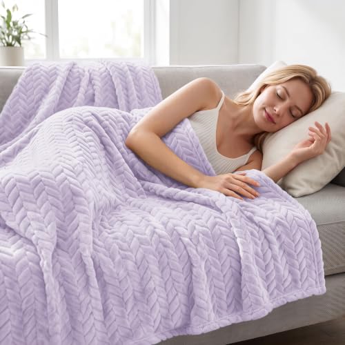 Soft Fleece Bed Blanket Queen Size (Lilac Purple / Queen ( 90x90 IN ))