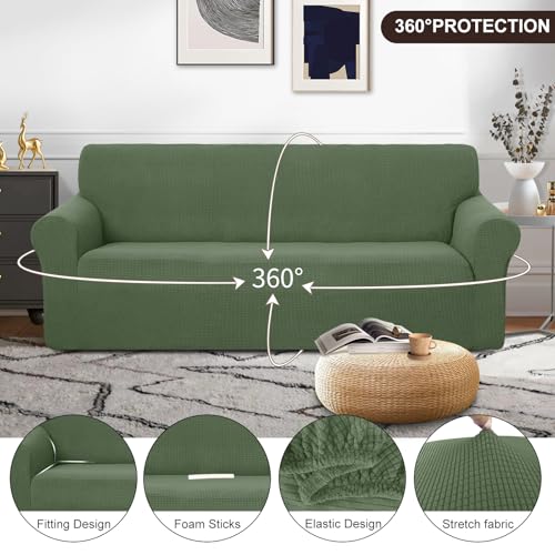 Stretch Couch Cover Slipcover for 3 Cushion Sofa (Loden Frost / Sofa)
