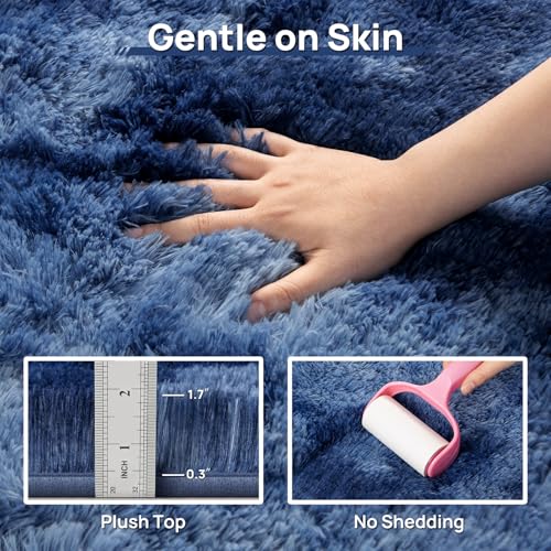 Large Shag Area Rugs 5 x 8 (Tie-dyed Navy Blue / 5' x 8' (Rectangular))