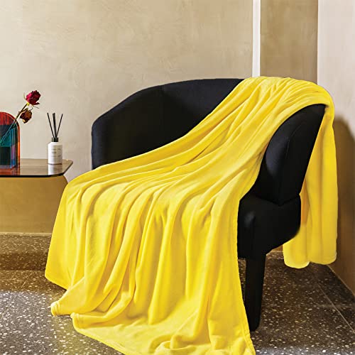 Yellow Fleece Plush Throw Blanket 50"x60"for Couch Sofa Fuzzy Cozy Flannel (Yellow / Throw(50"×60"))