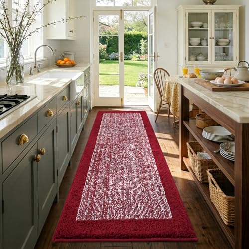 60x24 Long Bathroom Rugs Non Slip Washable (Red / 2' x 5' (Rectangular))