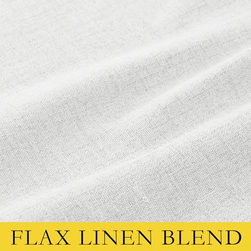 100% Absolutely Blackout Linen Curtains with Thermal Insulated Liner (52"W x 90"L (Pack of 2) / Greyish White)