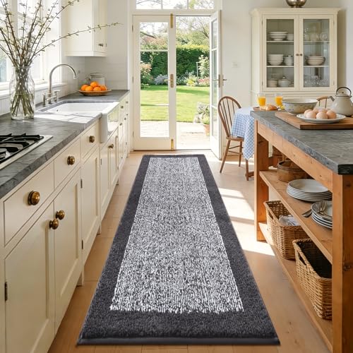 70x24 Bathroom Rugs Non Slip Washable (Dark Grey / 2' x 5'10" (Rectangular))