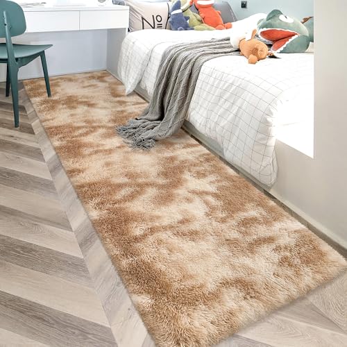 Super Soft Fluffy Living Room Area Rugs 2x10 ft Tie (Tie-dyed Beige / 2' x 10' (Runner))
