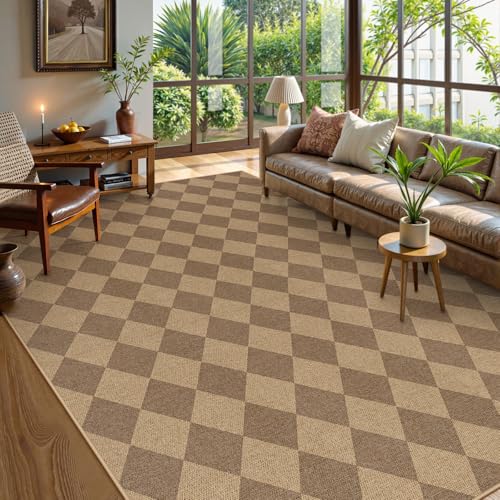 Checkered Easy Jute Dining Room Rug (9' x 12' (Rectangular) / Nature/Checkerboard -2)
