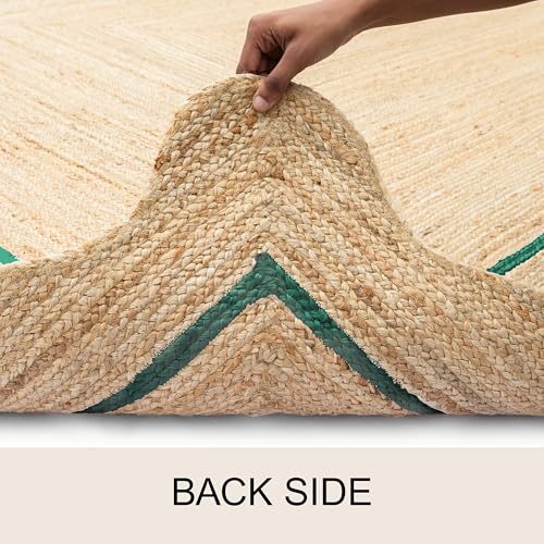 Wave Scalloped Jute Runner Handwoven Hallway Runner 2'6"x8'Emerald Green (2'6"x8' / Emerald Green)