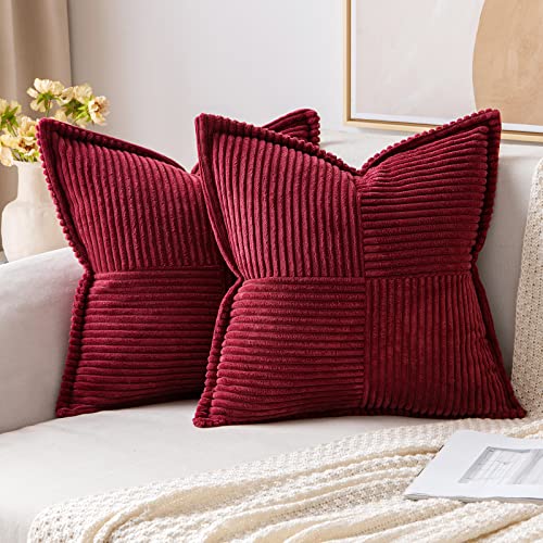 Decorative Throw Pillow Covers for Couch 18x18 Inch Burgundy 2 Pack (Burgundy / 18" x 18" (Pack of 2))