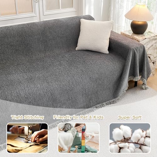Couch Cover for Sofa Couch Covers for Pets (91" x 118" / Dark Grey)