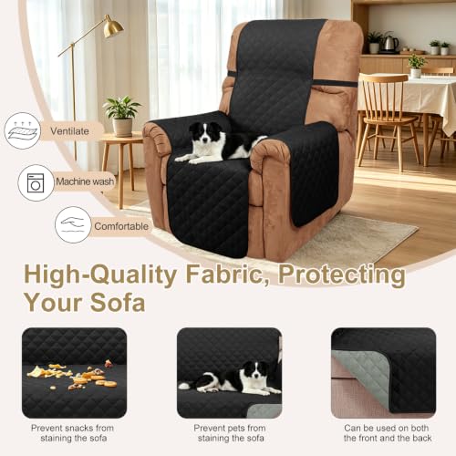 Reversible Recliner Chair Covers (Black/Grey / 28'' Recliner)