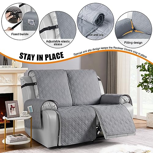 Waterproof Recliner Couch Covers Washable (Light Gray / Oversized 2 Seater)