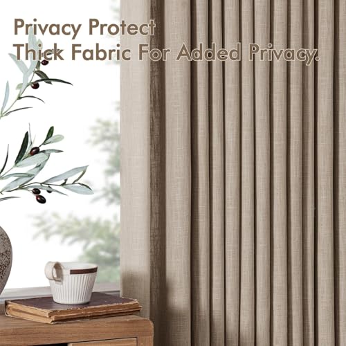 Pinch Pleated Linen Curtains 102 Inches Long 2 Panels Grey Beige (Grey Beige / 40"W x 102"L (Pack of 2))