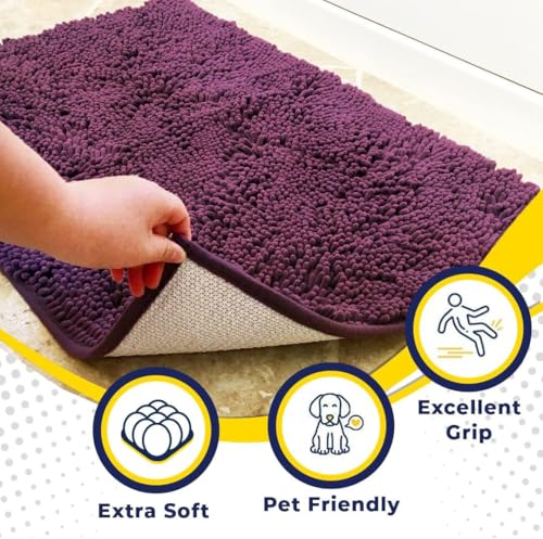 Super Water Absorbent Door Mat Indoor (Dark Purple / 36" x 120")