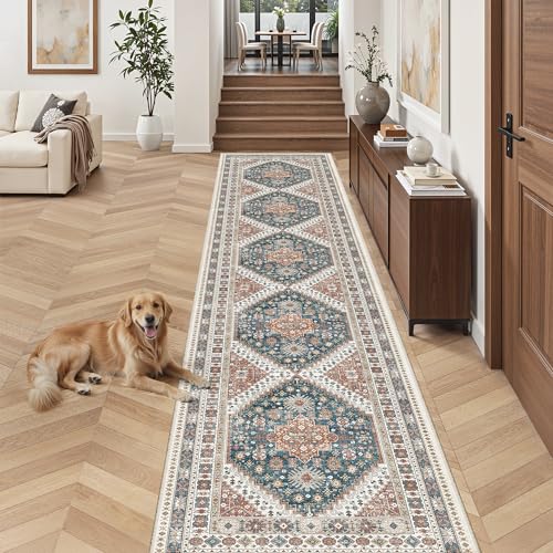 Hallway Runner Rug 2'6''x14' Kitchen Runners Vintage (Navy Blue / 2'6" x 14' (Runner))