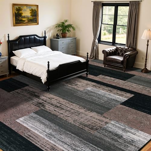 10x14 Washable Area Rugs for Living Room & Bedroom (Chocolate / 10' x 14' (Rectangular))