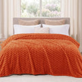 3D Fleece Queen Size Blanket for Bed (Burnt Orange / Queen ( 90x90 IN ))