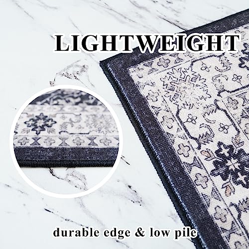 Hallway 2x8 Washable Runner Rug (2' x 8' (Rectangular) / Black/Navy)