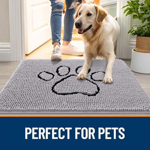 Dog Door Mat for Muddy Paws 36x24 (Light Grey / 36" X 24")