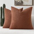 Pack of 2 Boucle Textured Throw Pillow Covers 16x16 Inch (Rust / 16" x 16" (Pack of 2))