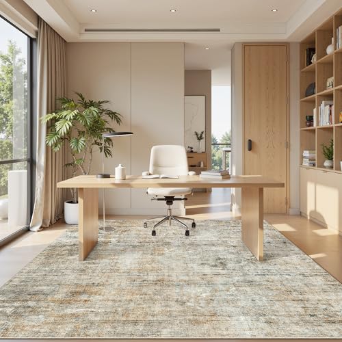 Abstract Area Rug 6x9 for Living Room Washable Rugs Orange (Orange/Brown / 6' x 9' (Rectangular))
