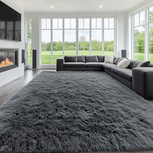 10x11 Machine Washable Large Area Rugs for Living Room (10x11 Ft / Grey)