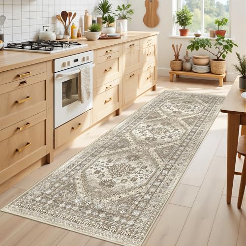 Kitchen Runner Rug Non Slip Washable Rugs 2.5x8 (Brown / 2'6" x 8' (Runner))