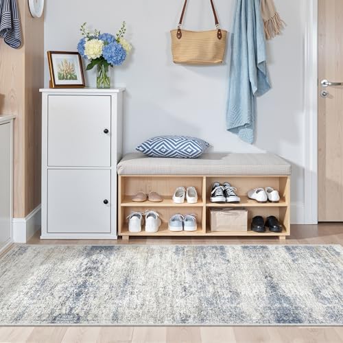 2x6 Runner Rug Non Slip (Blue/Brown/Ivory / 2' x 6' (Runner))
