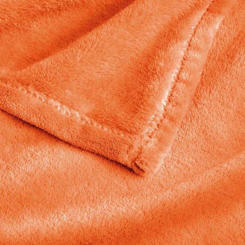 Fleece Blanket Soft Fall Oversized Bed Blanket Orange 120"x120" (Orange / Oversized King(120"x120"))