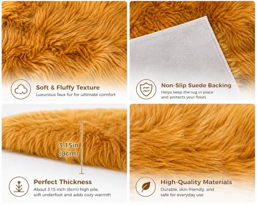 Faux Sheepskin Rug (Yellow / 4' x 6' (Rectangular))