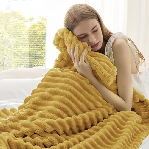 Soft Yellow Throw Blanket for Couch Decor Gifts 50"x60" (Yellow / Throw)