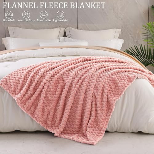 3D Fleece Queen Size Blanket for Bed (Dusty Pink / Queen ( 90x90 IN ))
