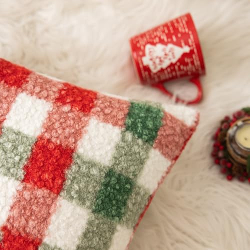 Red Green Plaid Christmas Throw Pillow Covers 20x20 Inch Set of 2 (Red Green / 20" x 20" (Pack of 2))