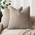 Solid Textured Chenille Throw Pillow Covers 20x20 (20" x 20" (Pack of 2) / Light Taupe)