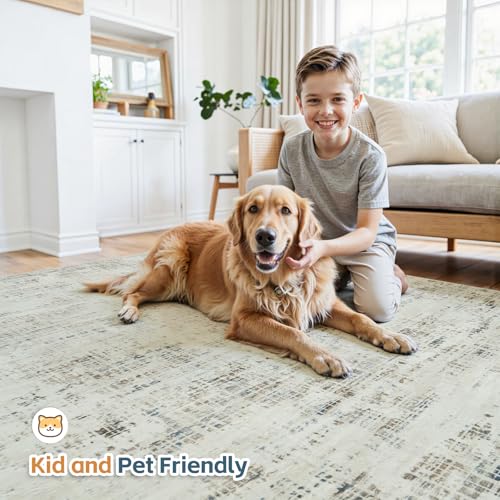10x12 Washable Area Rug for Living Room Bedroom (Gray White/Blue / 10' x 12' (Rectangular))