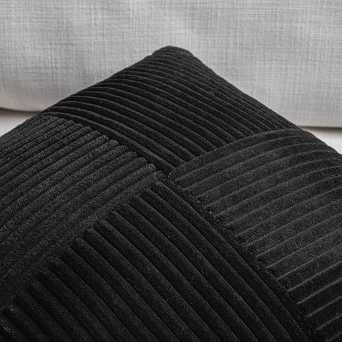 2 Packs Black Big Decorative Throw Pillow Covers 24x24 Inch for Couch Bed Sofa (Black / 24" x 24" (Pack of 2))